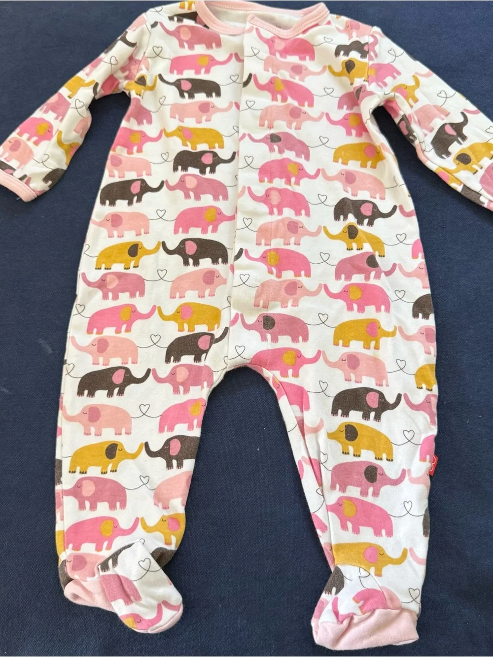 Bundle of 2 Magnetic Me Pink & Orange Heart Elephant Footed PJs 6-9m 100%Cotton